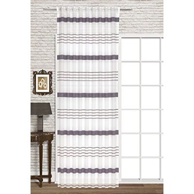 Startex Rideau décoratif, Polyester, Blanc/Violet, 140 x 245 cm Startex Rideau décoratif, Polyester, Blanc/Violet, 140 x 245 cm