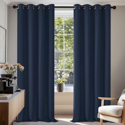 Deconovo - 2Pcs 140x260 Navy - 140x260 - 2Pcs - Rideaux Deconovo - 2Pcs 140x260 Navy - 140x260 - 2Pcs - Rideaux