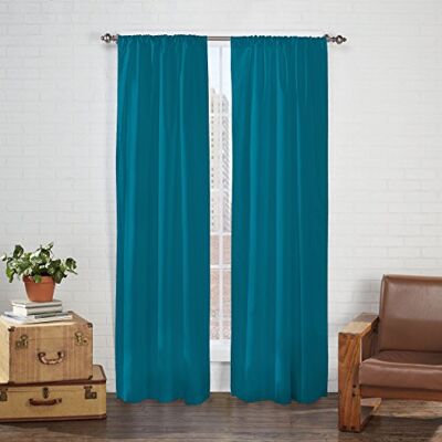 Eclipse Cadenza Microfiber Rod Pocket Panel Pair, Light Filtering Window Curtains, 54 in Long x 40 in Wide, (2 Panels), Teal Eclipse Cadenza Microfiber Rod Pocket Panel Pair, Light Filtering Window Curtains, 54 in Long x 40 in Wide, (2 Panels), Teal