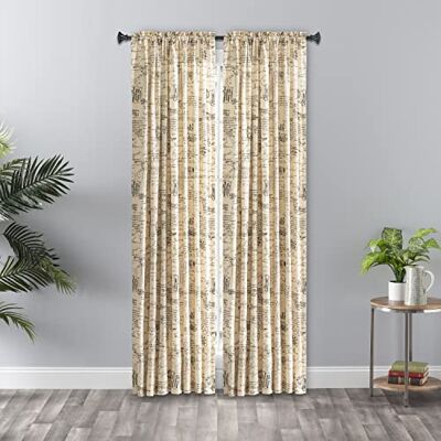 Ellis Curtain Script Panneau sur mesure en taffetas écrasé, noir, 121,9 x 213,4 cm Ellis Curtain Script Panneau sur mesure en taffetas écrasé, noir, 121,9 x 213,4 cm