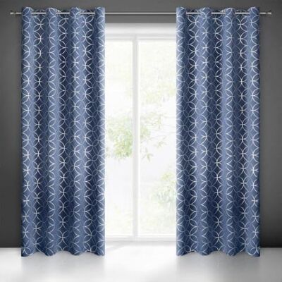 Abella Gran Bleu marine cercles argentés 135x250 - Ride décorative Abella Gran Bleu marine cercles argentés 135x250 - Ride décorative