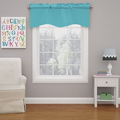 Eclipse Rideau de fenêtre festonné uni en polyester, turquoise, 106,7 x 45,7 cm Eclipse Rideau de fenêtre festonné uni en polyester, turquoise, 106,7 x 45,7 cm