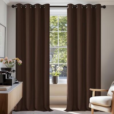 Deconovo Lot de 2 Rideaux Opaques et Anti-Froid 200 x 140 cm (Hauteur x Largeur) Marron Deconovo Lot de 2 Rideaux Opaques et Anti-Froid 200 x 140 cm (Hauteur x Largeur) Marron