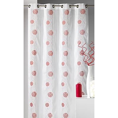 HomeMaison .com HM69806935 Rideau Fantaisie Tissé Brodé Rond Polyester Blanc/Rouge 140 x 240 cm HomeMaison .com HM69806935 Rideau Fantaisie Tissé Brodé Rond Polyester Blanc/Rouge 140 x 240 cm