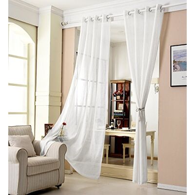 WOLTU Rideau transparent à œillets Aspect lin Semi-transparent Pour salon, chambre d'enfant, chambre à coucher 140 x 225 cm Blanc (1 pièce) WOLTU Rideau transparent à œillets Aspect lin Semi-transparent Pour salon, chambre d'enfant, chambre à coucher 140 x 225 cm Blanc (1 pièce)