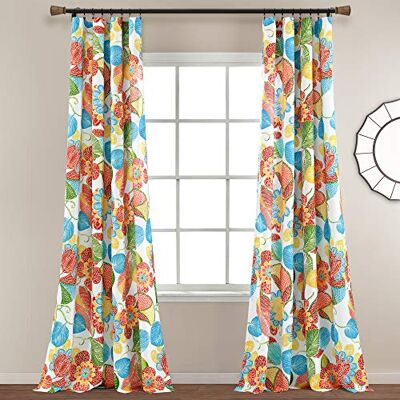 Lush Decor Layla Lot de 2 rideaux de fenêtre en polyester, orange et bleu, 132,1 cm de large x 213,4 cm de long Lush Decor Layla Lot de 2 rideaux de fenêtre en polyester, orange et bleu, 132,1 cm de large x 213,4 cm de long