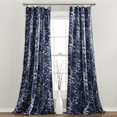 Lush Decor , Lot de 2 rideaux occultants pour fenêtre de salon, salle à manger, chambre à coucher Bleu marine 241,3 x 132,1 cm Lush Decor , Lot de 2 rideaux occultants pour fenêtre de salon, salle à manger, chambre à coucher Bleu marine 241,3 x 132,1 cm
