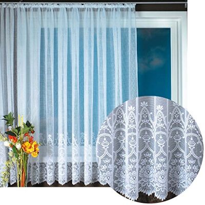arsvita Rideau jacquard à galon universel aspect dentelle Motif floral Blanc Gamme : 300 x 175 cm Design : Felicitas arsvita Rideau jacquard à galon universel aspect dentelle Motif floral Blanc Gamme : 300 x 175 cm Design : Felicitas