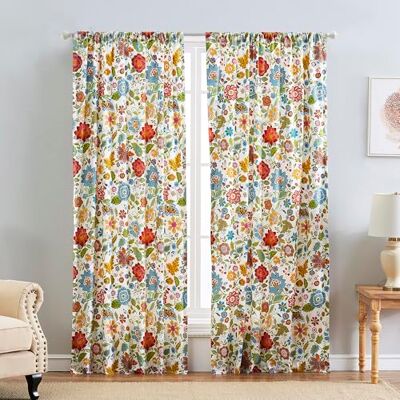 Greenland Home Fashions Greenland Home Lot de 2 rideaux semi-transparents Astoria doublés avec embrasses, 160 x 106,7 cm (L x l), blanc Greenland Home Fashions Greenland Home Lot de 2 rideaux semi-transparents Astoria doublés avec embrasses, 160 x 106,7 cm (L x l), blanc