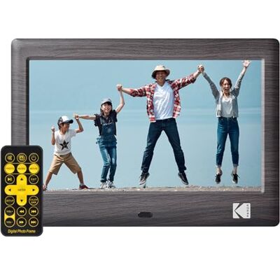 Kodak Cadre photo numérique en bois avec télécommande, écran IPS HD 1024 x 600, prend en charge photo/vidéo/musique/calendrier/diaporama, USB/carte SD nécessaire, fonction de rotation automatique Kodak Cadre photo numérique en bois avec télécommande, écran IPS HD 1024 x 600, prend en charge photo/vidéo/musique/calendrier/diaporama, USB/carte SD nécessaire, fonction de rotation automatique