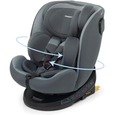 Foppapedretti Siège auto Circle I-Size, siège pivotant à 360° pour enfant de 40 à 150 cm de hauteur, 0-12 ans, conforme ECE R129, fixation Isofix et TopTether, Safe Body Protection, Silver Foppapedretti Siège auto Circle I-Size, siège pivotant à 360° pour enfant de 40 à 150 cm de hauteur, 0-12 ans, conforme ECE R129, fixation Isofix et TopTether, Safe Body Protection, Silver