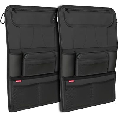 ATHLON TOOLS Lot de 2 organiseurs de siège de voiture avec support de tablette intégré, dos renforcé, avec trousse supplémentaire, pour affaires et enfants, conçu à Hambourg, noirs ATHLON TOOLS Lot de 2 organiseurs de siège de voiture avec support de tablette intégré, dos renforcé, avec trousse supplémentaire, pour affaires et enfants, conçu à Hambourg, noirs