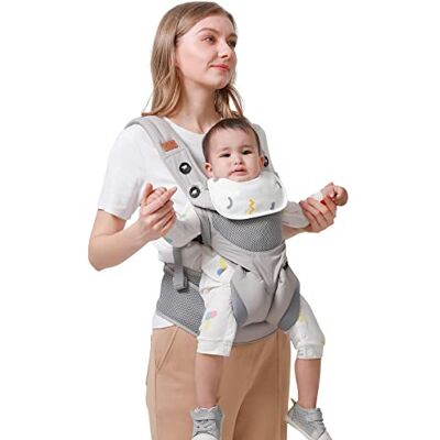 SONARIN 3 en 1 Porte-bébé Respirant,Multifonction Léger Porte Bébé Avant et Arrière Porte-bébé Écharpe de Portage Ergonomique,Multi-Positions pour Nouveau-né Bébé Enfant 3-48 Mois(Gris) SONARIN 3 en 1 Porte-bébé Respirant,Multifonction Léger Porte Bébé Avant et Arrière Porte-bébé Écharpe de Portage Ergonomique,Multi-Positions pour Nouveau-né Bébé Enfant 3-48 Mois(Gris)