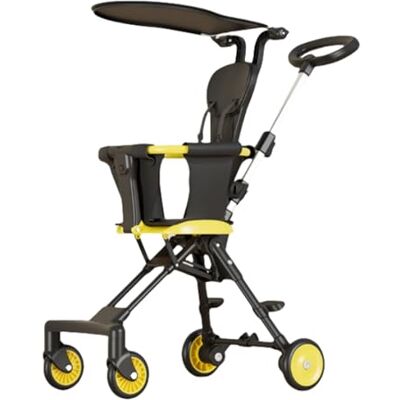 KZGMMHY8 Poussette à 4 roues pour les voyages des enfants, pliable en un clic, peut être prise en avion pour les voyages, convient aux enfants de 1 à 4 ans (jaune, il y a un pare-soleil) KZGMMHY8 Poussette à 4 roues pour les voyages des enfants, pliable en un clic, peut être prise en avion pour les voyages, convient aux enfants de 1 à 4 ans (jaune, il y a un pare-soleil)