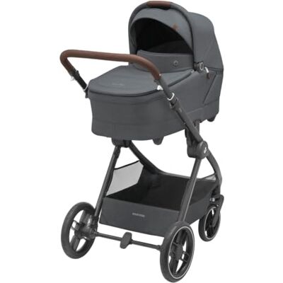 Maxi-Cosi Oxford Plus Poussette bébé 2-en-1 avec nacelle, de la naissance à 4 ans (0–22 kg), pliage compact, suspension souple, grand panier de rangement 10kg, Twillic Graphite Maxi-Cosi Oxford Plus Poussette bébé 2-en-1 avec nacelle, de la naissance à 4 ans (0–22 kg), pliage compact, suspension souple, grand panier de rangement 10kg, Twillic Graphite