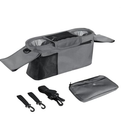 Ttiy Organiseur de poussette portable créatif unisexe avec porte-gobelet étanche pour toutes les poussettes, gris Ttiy Organiseur de poussette portable créatif unisexe avec porte-gobelet étanche pour toutes les poussettes, gris