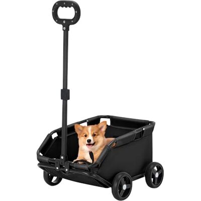 Willonin Poussette pour chien buggy Pliable Poussette pour animaux 51 * 35 * 31cm Pratique compact durable Métal tissu-noir Willonin Poussette pour chien buggy Pliable Poussette pour animaux 51 * 35 * 31cm Pratique compact durable Métal tissu-noir
