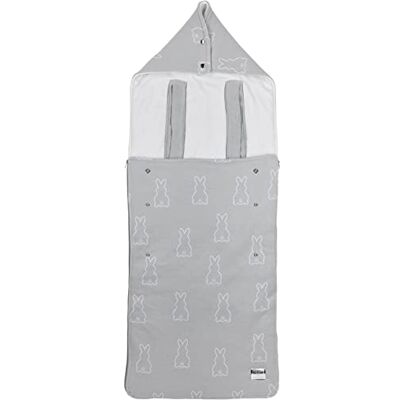 MEYCO X MrsKeizer Buggy Chancelière avec doublure en peluche douce Motif lapin 45 x 130 cm Argenté MEYCO X MrsKeizer Buggy Chancelière avec doublure en peluche douce Motif lapin 45 x 130 cm Argenté