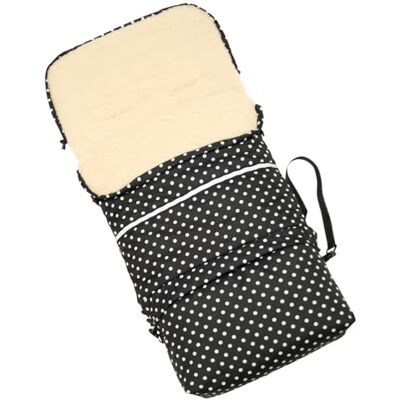 Baby-Joy Chancelière FINN 110 cm en laine d'agneau et polyester pour poussette et buggy, chancelière thermique 4 en 1, capuche, tapis d'éveil, sac Couleur : 55 points noirs et blancs Baby-Joy Chancelière FINN 110 cm en laine d'agneau et polyester pour poussette et buggy, chancelière thermique 4 en 1, capuche, tapis d'éveil, sac Couleur : 55 points noirs et blancs