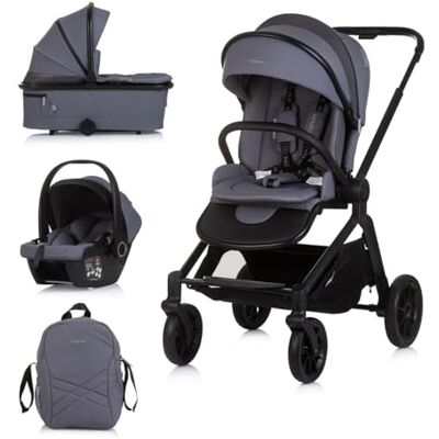 Chipolino Poussette combinée Magnum 3 en 1 Siège sport i-Size Coque bébé Couleur : gris Chipolino Poussette combinée Magnum 3 en 1 Siège sport i-Size Coque bébé Couleur : gris