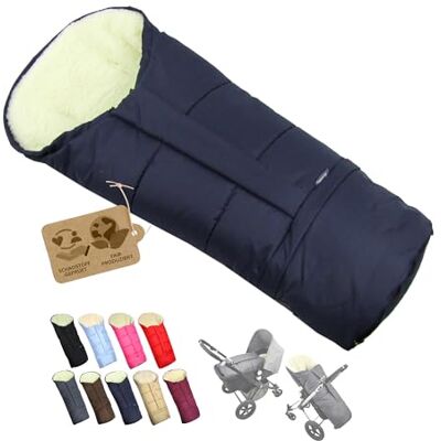 BambiniWelt by Rafael K. Chancelière d'hiver pour poussette Doudou universelle en forme de momie avec laine d'agneau Taille réglable Chaude Avec fermeture éclair Lavable (marine) BambiniWelt by Rafael K. Chancelière d'hiver pour poussette Doudou universelle en forme de momie avec laine d'agneau Taille réglable Chaude Avec fermeture éclair Lavable (marine)