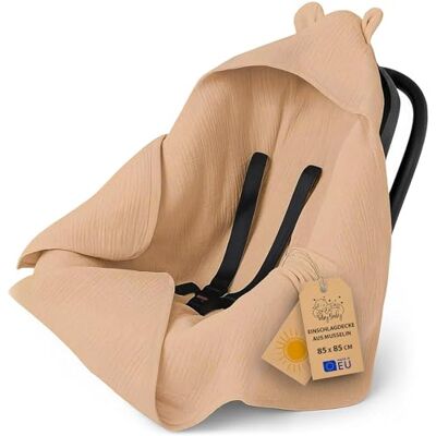 Totsy Baby Couverture bébé en mousseline – léger nid d'ange respirant pour siège auto avec capuche pour l'été – thermorégulant pour poussette et nouveau-né 90×90 cm Beige Oeko-Tex Totsy Baby Couverture bébé en mousseline – léger nid d'ange respirant pour siège auto avec capuche pour l'été – thermorégulant pour poussette et nouveau-né 90×90 cm Beige Oeko-Tex