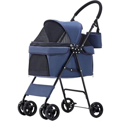 DECORN Poussette Pliable Légère pour Animaux de Compagnie, Porte-chien à 4 Roues pour Chiens et Chats de Petite et Moyenne Taille, Poussette pour Chien Poussette de Voyage Chariot,Blue DECORN Poussette Pliable Légère pour Animaux de Compagnie, Porte-chien à 4 Roues pour Chiens et Chats de Petite et Moyenne Taille, Poussette pour Chien Poussette de Voyage Chariot,Blue