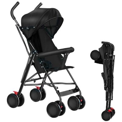 OHMG Kids Poussette 2 en 1 ultra compacte avec bandoulière, harnais 5 points, 22 kg, utilisation à une main, dossier réglable, capot, panier, frein à pied OHMG Kids Poussette 2 en 1 ultra compacte avec bandoulière, harnais 5 points, 22 kg, utilisation à une main, dossier réglable, capot, panier, frein à pied