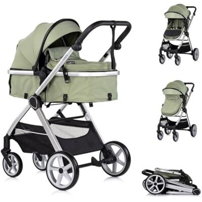Chipolino Poussette combinée 2 en 1 Vista Sac à langer, couvre-pieds, panier, sangle, couleurs : vert Chipolino Poussette combinée 2 en 1 Vista Sac à langer, couvre-pieds, panier, sangle, couleurs : vert
