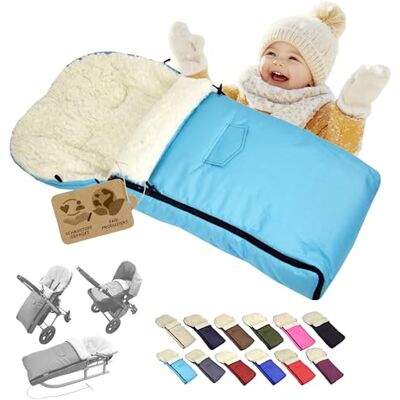 Babys-Dreams BAMBINIWELT Chancelière d'hiver universelle (108 cm), convient également pour nacelle, poussette, buggy, en laine, uni Babys-Dreams BAMBINIWELT Chancelière d'hiver universelle (108 cm), convient également pour nacelle, poussette, buggy, en laine, uni