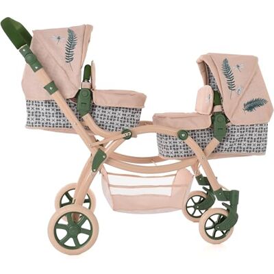 Roma RHS Poussette pour poupées jumelles à partir de 36 mois, vert fougère, tissu recyclé respectueux de l'environnement, poignée réglable 69-84 cm, longueur 96-112 cm Roma RHS Poussette pour poupées jumelles à partir de 36 mois, vert fougère, tissu recyclé respectueux de l'environnement, poignée réglable 69-84 cm, longueur 96-112 cm