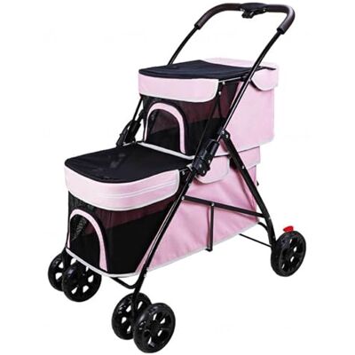 DECORN Poussette double pour chien et chat de petite et moyenne taille – Chariot de jogging léger et pliable pour animal domestique – Cage de transport à 4 roues pour voyage, magasinage, promenade (rose) DECORN Poussette double pour chien et chat de petite et moyenne taille – Chariot de jogging léger et pliable pour animal domestique – Cage de transport à 4 roues pour voyage, magasinage, promenade (rose)