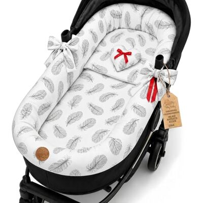 Totsy Baby Housse de Nacelle Universelle en Mousseline de Coton – Habillage Respirant qui Habille et Protège la Poussette – Set 3 Pièces avec Coussin et Matelas pour Nouveau-né Plumes Totsy Baby Housse de Nacelle Universelle en Mousseline de Coton – Habillage Respirant qui Habille et Protège la Poussette – Set 3 Pièces avec Coussin et Matelas pour Nouveau-né Plumes