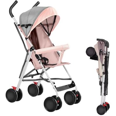 OHMG Poussette avec nacelle, 2 en 1, ultra compacte, poussette compacte avec bandoulière, système de ceinture 5 points, 22 kg, fonctionnement d'une seule main, dossier réglable, capot, panier OHMG Poussette avec nacelle, 2 en 1, ultra compacte, poussette compacte avec bandoulière, système de ceinture 5 points, 22 kg, fonctionnement d'une seule main, dossier réglable, capot, panier