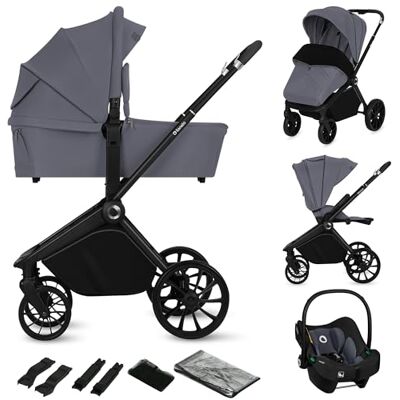 Lionelo Mika Plus Poussette 3 en 1 Bébé: Nacelle, Siège & Siège Auto i-Size Poussette Combinée, Siège Réversible, Tout-Terrain, Dossier Allongeable, Canopy UPF50+, Pliage Compact, Accessoires Lionelo Mika Plus Poussette 3 en 1 Bébé: Nacelle, Siège & Siège Auto i-Size Poussette Combinée, Siège Réversible, Tout-Terrain, Dossier Allongeable, Canopy UPF50+, Pliage Compact, Accessoires