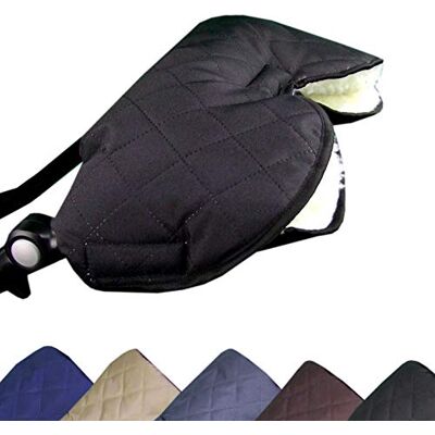 BambiniWelt by Rafael K. BAMBINI WELT Manchon universel chauffe-mains pour poussette, buggy jogger avec laine RAUTE (noir) XX BambiniWelt by Rafael K. BAMBINI WELT Manchon universel chauffe-mains pour poussette, buggy jogger avec laine RAUTE (noir) XX