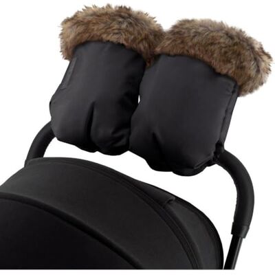 Momi Chauffe-mains pour poussette et buggy, manchons pour mains en polaire moelleuse et bordure en fourrure amovible, chaud et imperméable, fixation avec têtes d'impression Momi Chauffe-mains pour poussette et buggy, manchons pour mains en polaire moelleuse et bordure en fourrure amovible, chaud et imperméable, fixation avec têtes d'impression