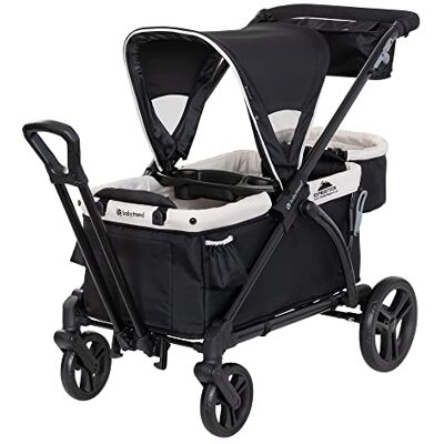 Baby Trend Expedition Poussette pliable 2 en 1 avec auvent, panier de rangement, 2 plateaux de rangement et 6 porte-bouteilles, kaki moderne Baby Trend Expedition Poussette pliable 2 en 1 avec auvent, panier de rangement, 2 plateaux de rangement et 6 porte-bouteilles, kaki moderne