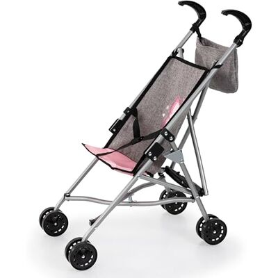 Bayer Design 30533AF Poussette canne pour poupée avec sac, roues doubles, ceinture de sécurité, pliable, en métal Bayer Design 30533AF Poussette canne pour poupée avec sac, roues doubles, ceinture de sécurité, pliable, en métal