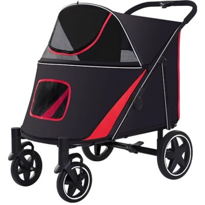 X&Z-XAOY Chariot de transport pliable de luxe pour grand chien, poussettes pour grand chien, poussette pour animaux de compagnie, poussette à 4 roues pour chat, chien et plus (Couleur : A) X&Z-XAOY Chariot de transport pliable de luxe pour grand chien, poussettes pour grand chien, poussette pour animaux de compagnie, poussette à 4 roues pour chat, chien et plus (Couleur : A)