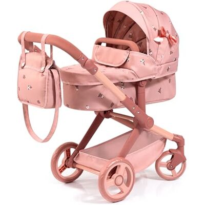 Bayer Design Poussette landau pour poupée Xeo avec sac transformable en poussette canne pour poupon, hauteur réglable, poignée réversible, sac à bandoulière, panier intégré Bayer Design Poussette landau pour poupée Xeo avec sac transformable en poussette canne pour poupon, hauteur réglable, poignée réversible, sac à bandoulière, panier intégré