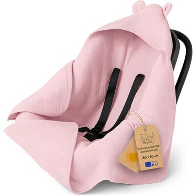 Totsy Baby Couverture bébé en mousseline – léger nid d'ange respirant pour siège auto avec capuche pour l'été – thermorégulant pour poussette et nouveau-né 90×90 cm Rose poudré Oeko-Tex Totsy Baby Couverture bébé en mousseline – léger nid d'ange respirant pour siège auto avec capuche pour l'été – thermorégulant pour poussette et nouveau-né 90×90 cm Rose poudré Oeko-Tex