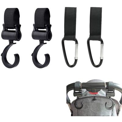 Vxiwscy Lot de 4 Crochets pour Poussette Universels, Adaptateurs Noirs Multifonctionnels, Accessoires de Poussette Robustes et Pivotants, Idéaux pour Sacs à Langer et Courses Vxiwscy Lot de 4 Crochets pour Poussette Universels, Adaptateurs Noirs Multifonctionnels, Accessoires de Poussette Robustes et Pivotants, Idéaux pour Sacs à Langer et Courses