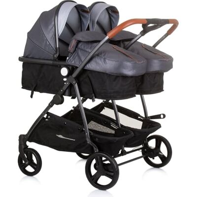 Chipolino Poussette double Duo Smart pliable, convertible, chancelière réglable, gris clair Chipolino Poussette double Duo Smart pliable, convertible, chancelière réglable, gris clair