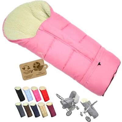 BambiniWelt by Rafael K. Chancelière d'hiver pour poussette Doudou universelle en forme de momie avec laine d'agneau Taille réglable Chaude Avec fermeture éclair Lavable (rose) BambiniWelt by Rafael K. Chancelière d'hiver pour poussette Doudou universelle en forme de momie avec laine d'agneau Taille réglable Chaude Avec fermeture éclair Lavable (rose)