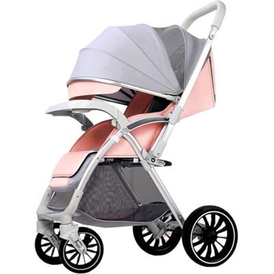 XLGNXXL Poussette pliable bidirectionnelle à grande roue pour bébé pouvant s'asseoir ou s'allonger portablevue haute 0-3 ans 4 roues absorbant les chocs Poussette bébé B, 31 x 54 x 92 cm XLGNXXL Poussette pliable bidirectionnelle à grande roue pour bébé pouvant s'asseoir ou s'allonger portablevue haute 0-3 ans 4 roues absorbant les chocs Poussette bébé B, 31 x 54 x 92 cm