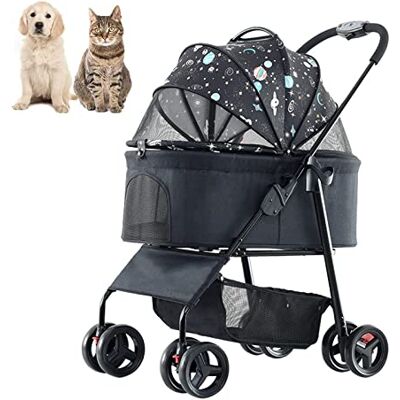 WYWL Poussette pour chien de taille moyenne – Poussette pliable 3 en 1 à 4 roues pour chat – Charge maximale de 15 kg – Sac de transport amovible – Poussette pratique pour animal de compagnie WYWL Poussette pour chien de taille moyenne – Poussette pliable 3 en 1 à 4 roues pour chat – Charge maximale de 15 kg – Sac de transport amovible – Poussette pratique pour animal de compagnie