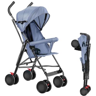 Willonin Poussette 4 roues, Poussette canne compacte Ingenious,Poussette Canne Bébé 0-4 Ans Pousette Compact et Légère Voyage,45 * 67 * 100cm, version assise, capote en trois parties, avec moustiquaire, bleu Willonin Poussette 4 roues, Poussette canne compacte Ingenious,Poussette Canne Bébé 0-4 Ans Pousette Compact et Légère Voyage,45 * 67 * 100cm, version assise, capote en trois parties, avec moustiquaire, bleu