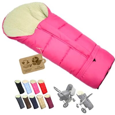 BambiniWelt by Rafael K. BAMBINIWELT Chancelière d'hiver en laine pour poussette, buggy ou traîneau, taille réglable, MUMIE UNI (rose) BambiniWelt by Rafael K. BAMBINIWELT Chancelière d'hiver en laine pour poussette, buggy ou traîneau, taille réglable, MUMIE UNI (rose)