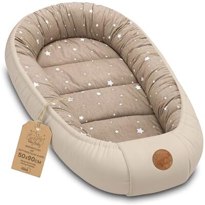 Totsy Baby Nid pour Bébé Nouveau-né – Cocon moelleux doux et portable – douillet chaleureux pour Lit Bebe Berceau Landau Poussette Chambre Voyage Fille Garçon 90x50 cm Beige avec étoiles blanches Totsy Baby Nid pour Bébé Nouveau-né – Cocon moelleux doux et portable – douillet chaleureux pour Lit Bebe Berceau Landau Poussette Chambre Voyage Fille Garçon 90x50 cm Beige avec étoiles blanches